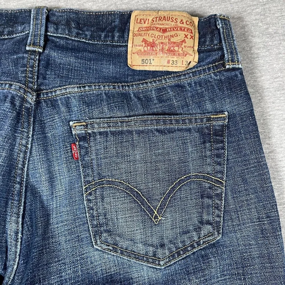 Levi's 501 Jeans Mens 33x34 (31x31) Blue Medium Wash Straight Classic Button Fly